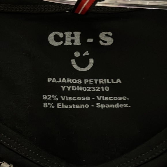 Ay Güey black capped sleeved shirt with bird/doll design. Size S. NWT - Picture 7 of 7